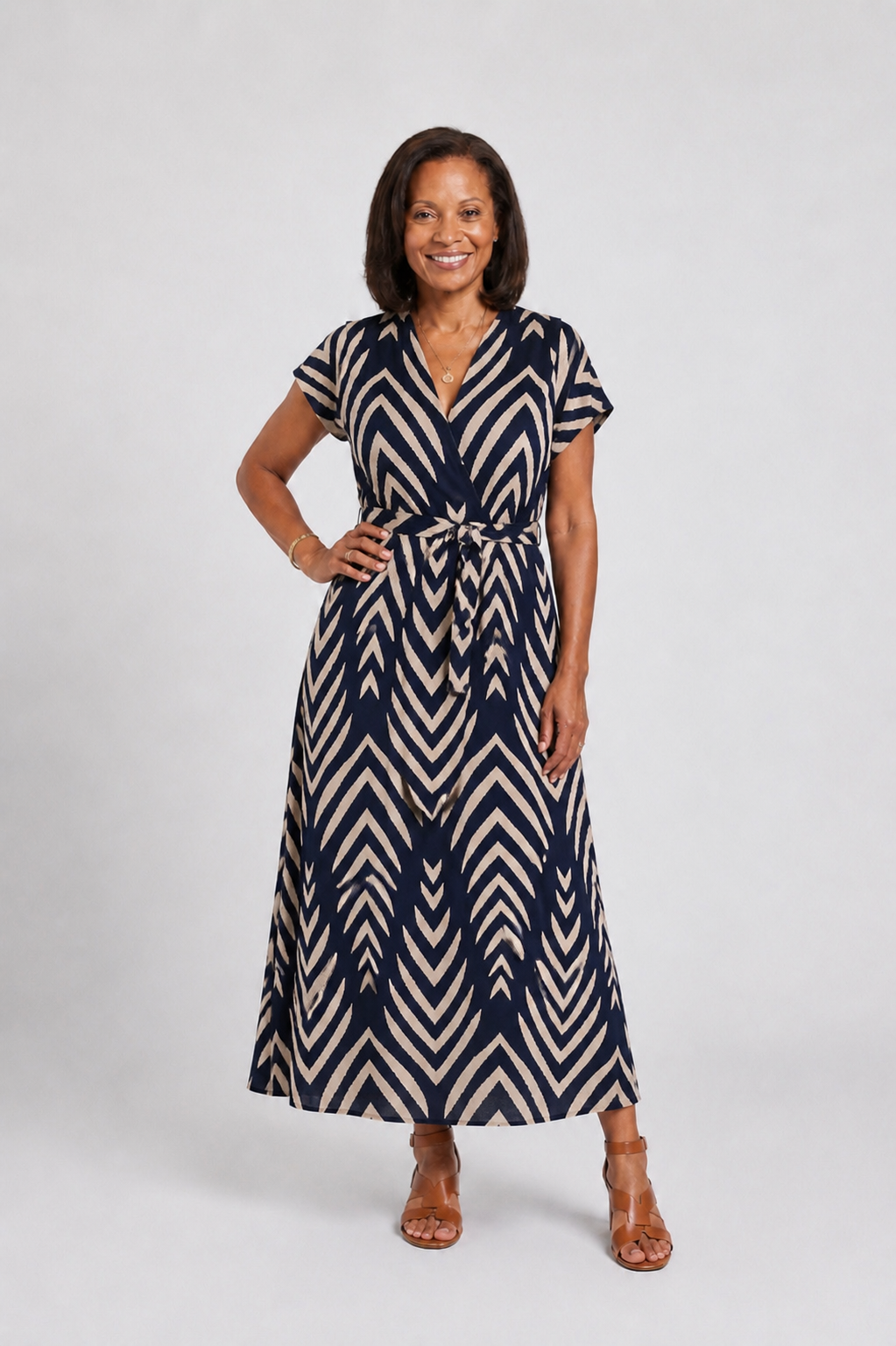 Ora | Luftige Passform Gemustertes Midi-Kleid