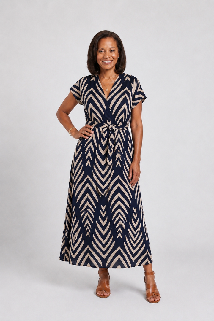 Ora | Luftige Passform Gemustertes Midi-Kleid