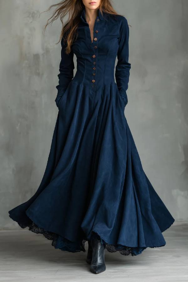 Maxikleid mit Hemdkragen