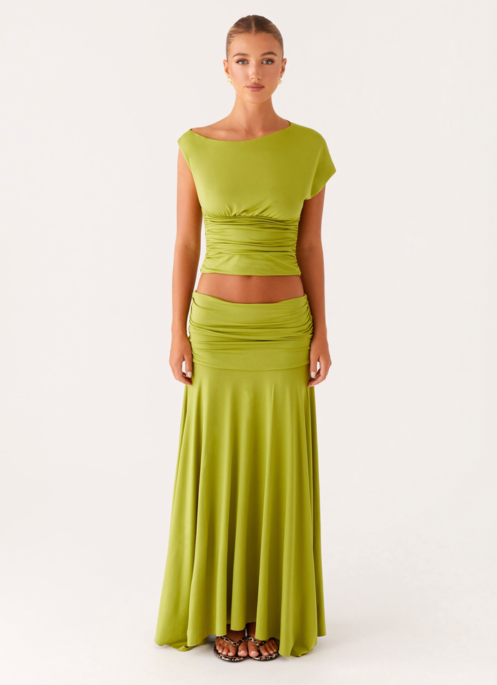 Maxikleid aus gerafftem Satin