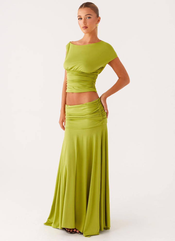 Maxikleid aus gerafftem Satin
