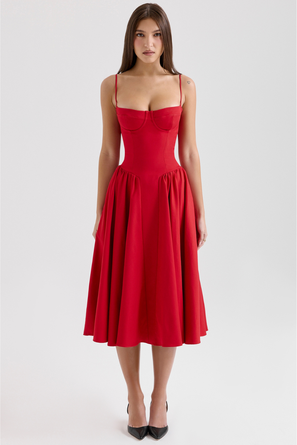 Maxikleid aus gerafftem Satin