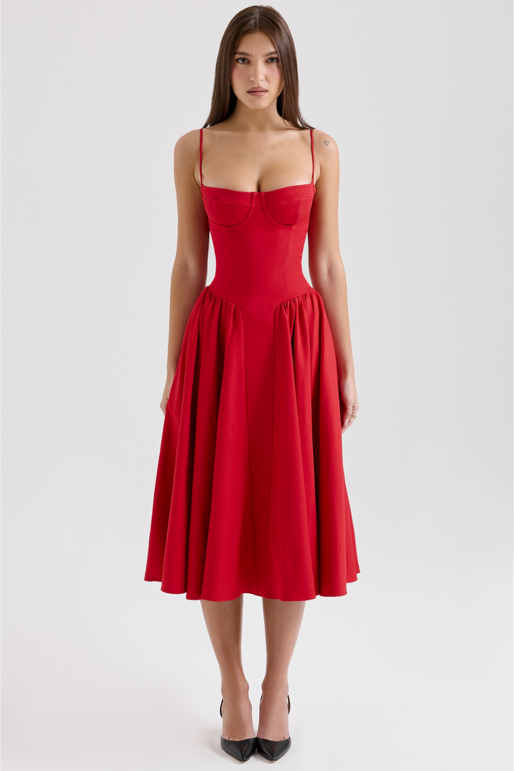 Maxikleid aus gerafftem Satin