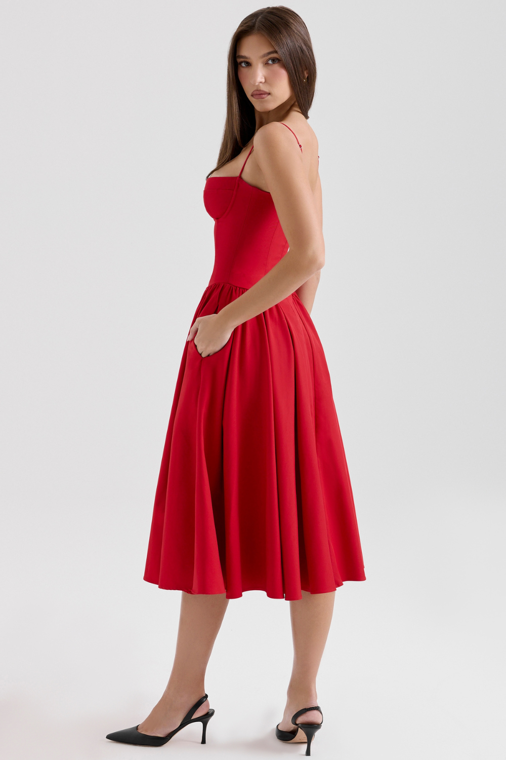 Maxikleid aus gerafftem Satin