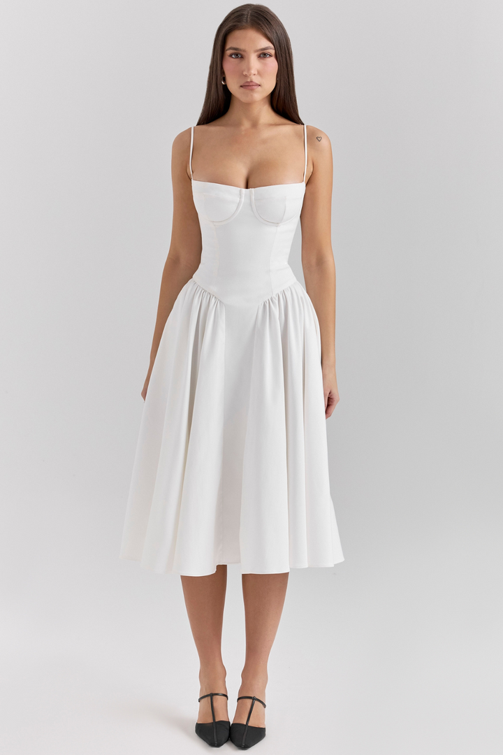 Maxikleid aus gerafftem Satin