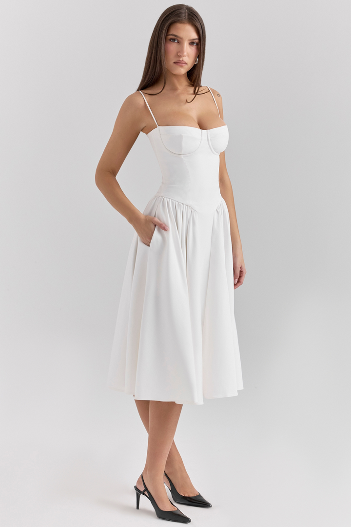 Maxikleid aus gerafftem Satin