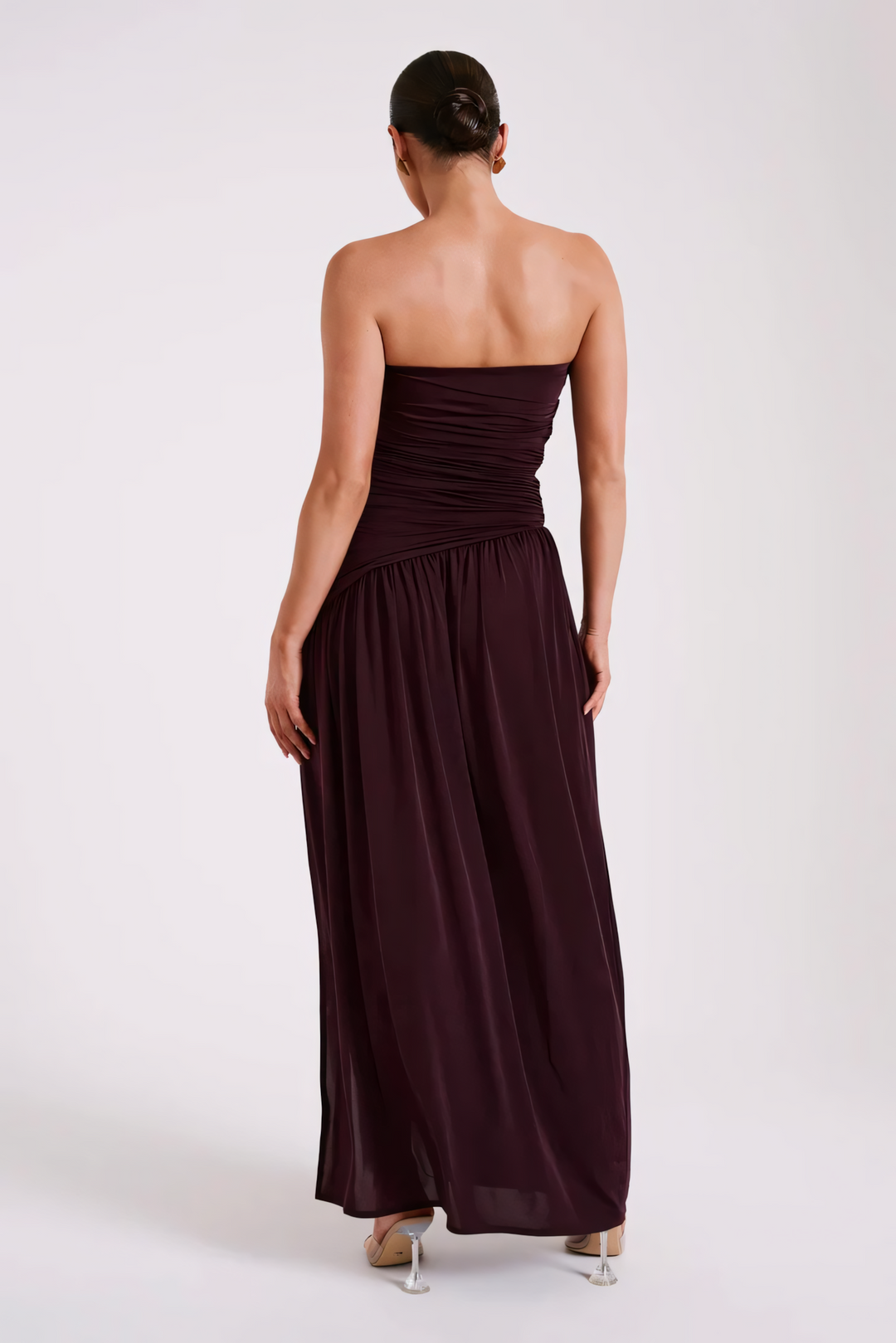 Gerafftes Abendkleid in Bordeaux