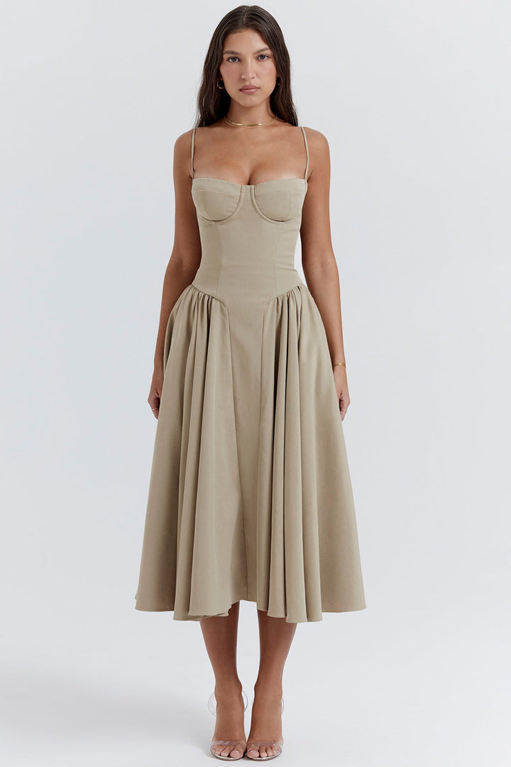 Maxikleid aus gerafftem Satin
