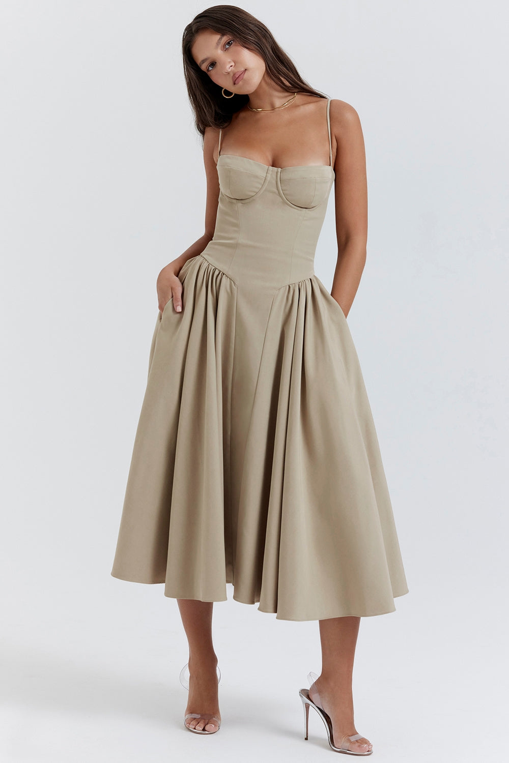 Maxikleid aus gerafftem Satin