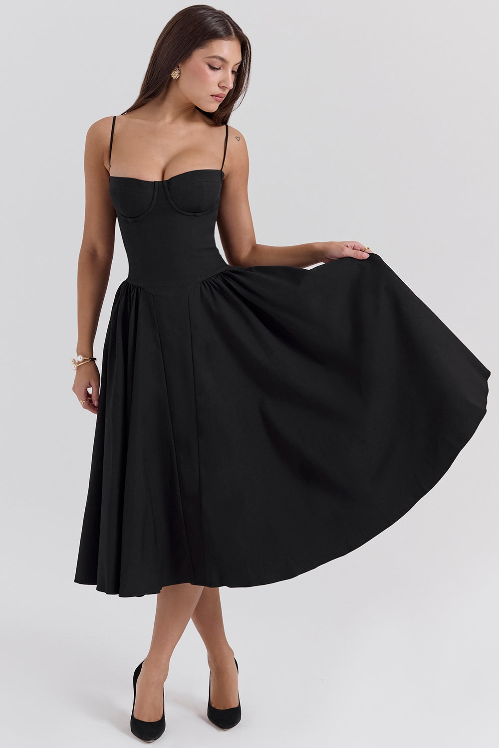 Maxikleid aus gerafftem Satin