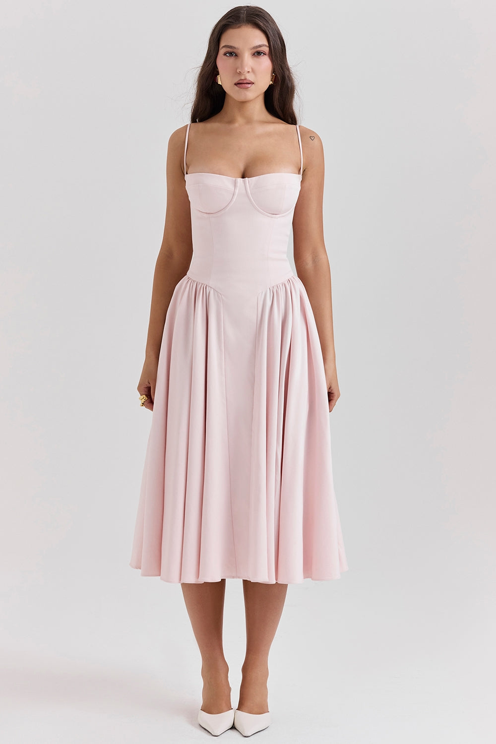 Maxikleid aus gerafftem Satin