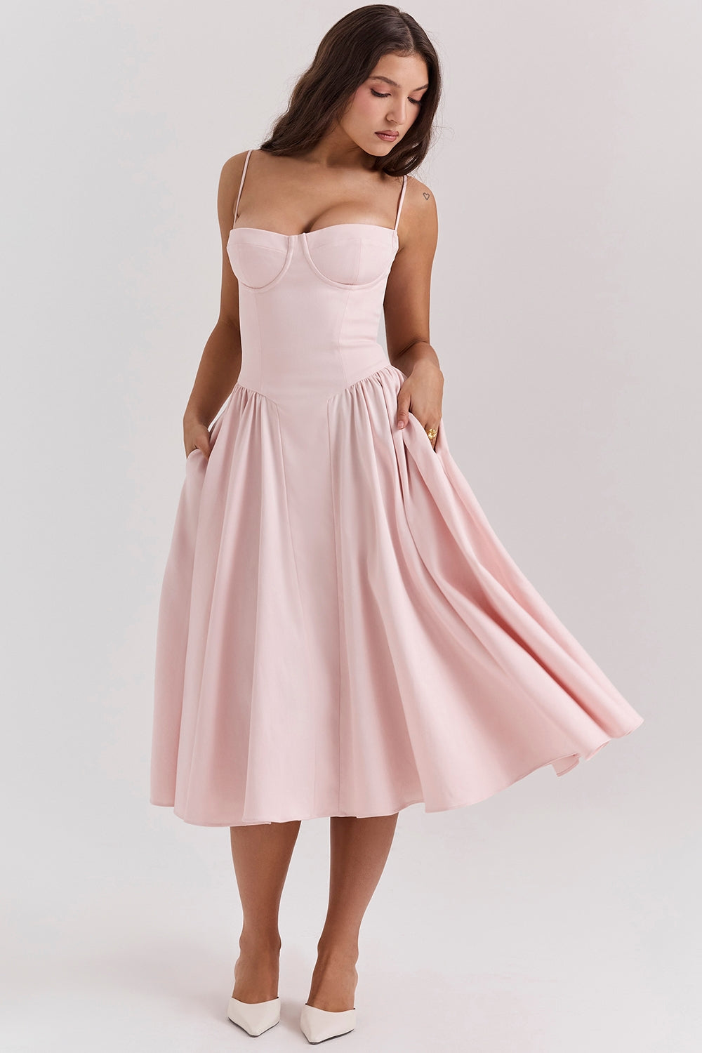 Maxikleid aus gerafftem Satin
