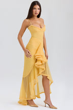 Maxi dress in ruffled mesh