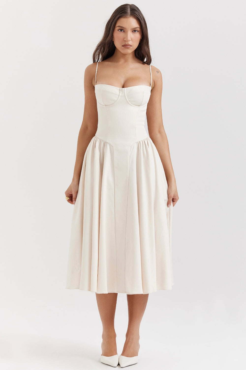 Maxikleid aus gerafftem Satin