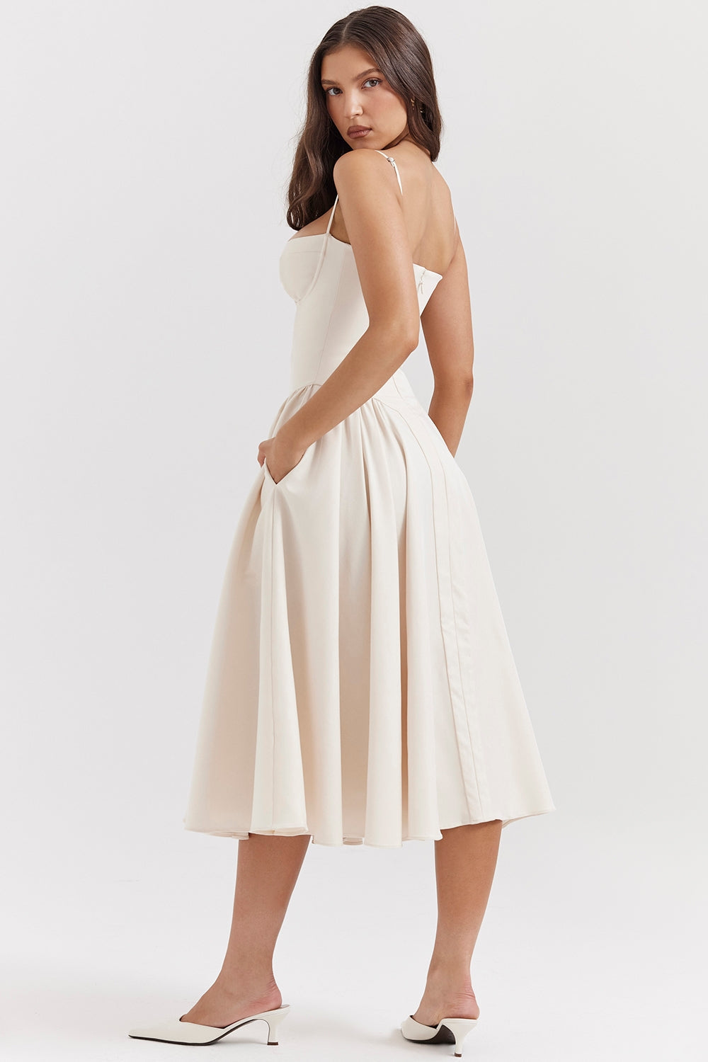 Maxikleid aus gerafftem Satin