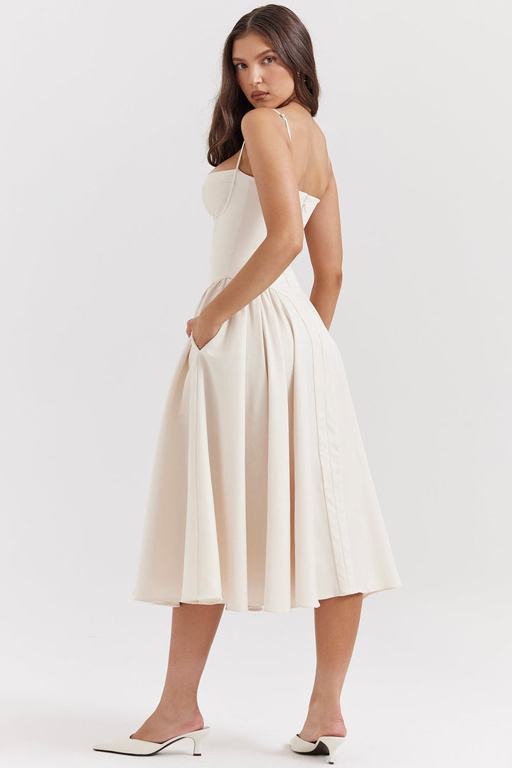 Maxikleid aus gerafftem Satin