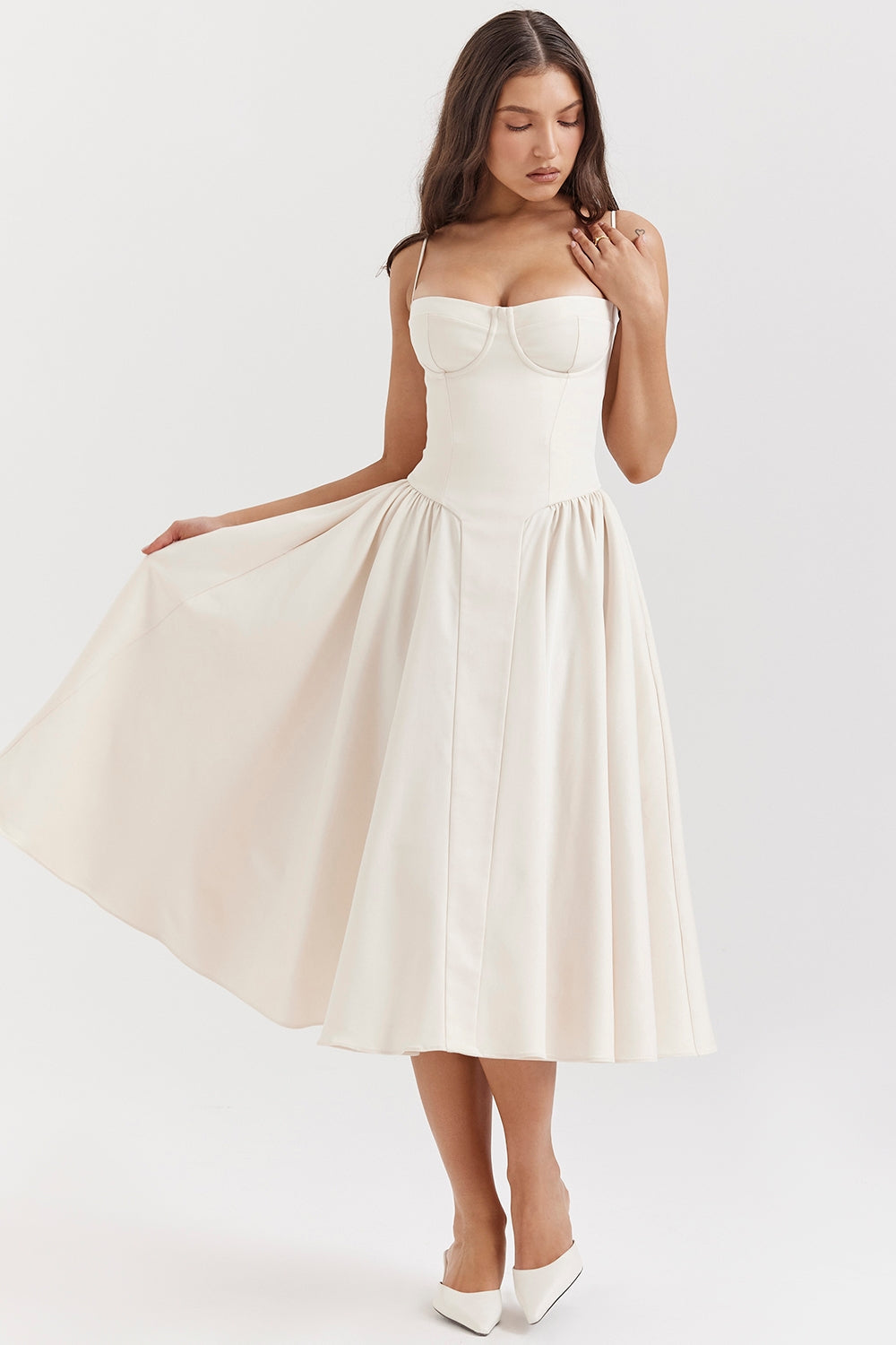 Maxikleid aus gerafftem Satin