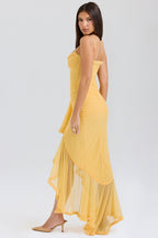 Maxi dress in ruffled mesh