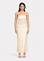 Strapless dress with sheer draping